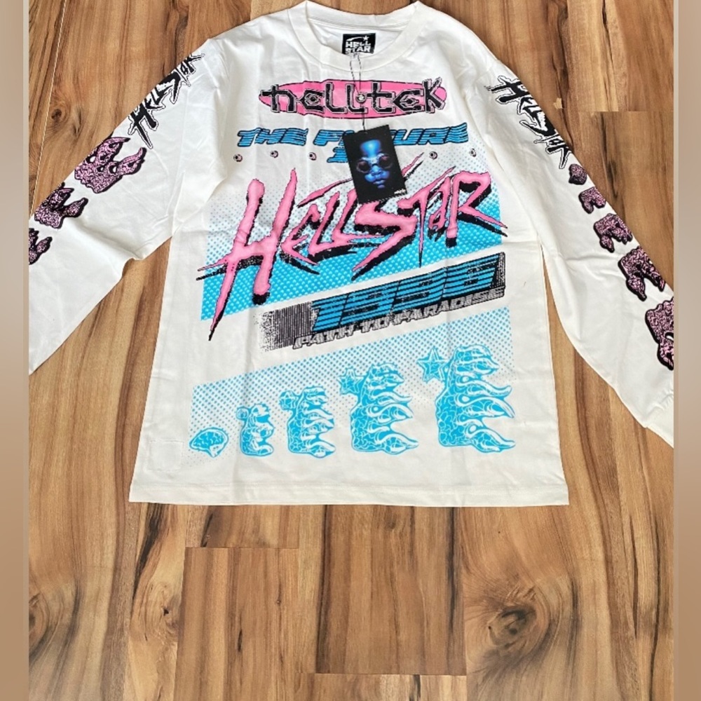 Two New Hellstar “Hell-Tek” T-shirt one M and L available brand new with tags